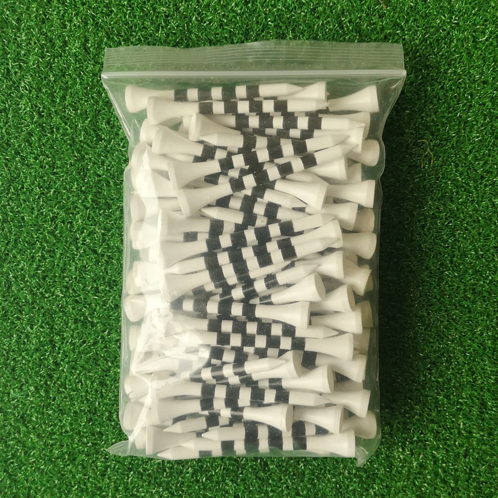 New golf tees 100pcs/pack Bamboo tee 2.76/3.27in 4 black stripes white black colours 7 times stronger than wooden tees dropship