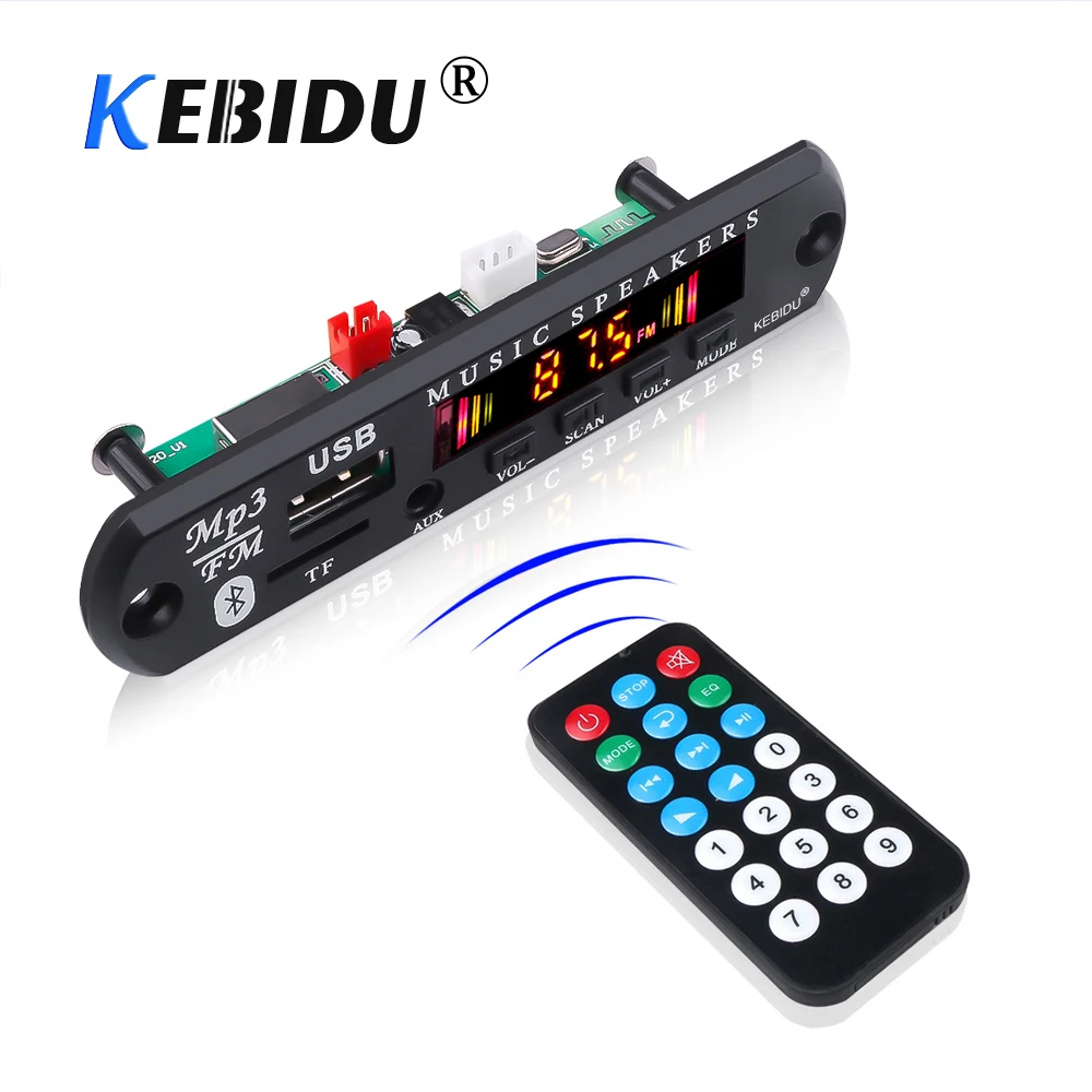 Wireless Bluetooth 5.0 MP3 WMA Decoder Board 9V 12V Car Audio USB TF FM Radio Module Color Screen MP3 Player With Remote Control