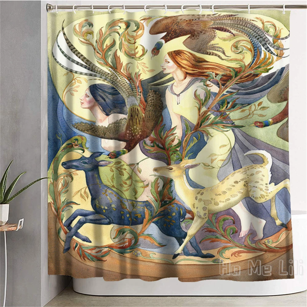 Mythical Creature Design Waterproof Shower Curtain Bathroom Decor