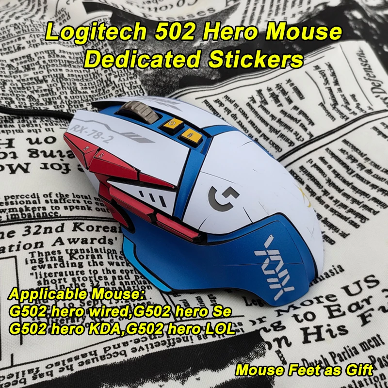 Mouse frosted Sticker Skin with feet Protective Film Scratchproof Non Slip SweatProof for Logitech G502 Se Hero KDA LOL Wired