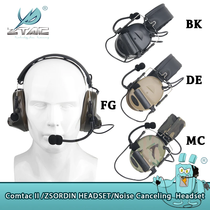 Z-TAC Tactical Headphones Softair Pelto Comta II Military Sordin Active Headset Noise Canceling Airsoft Baofeng PTT Hunting