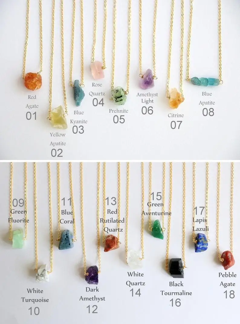 

10Pcs/Lot Natural Howlite Tourmaline Fluorite Stone Nugget Chunky Beads Pendant Gold Chains Necklace Women Gemstones Necklace