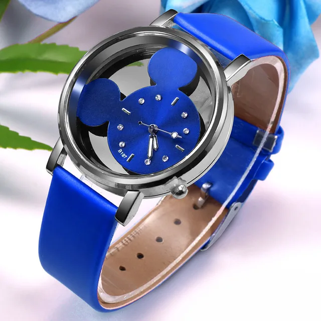Fashion Cute Ladies Girls Watches Women Hollow Watches Red Leather Band Quartz Wristwatches WomenClearance Sale Dropshipping