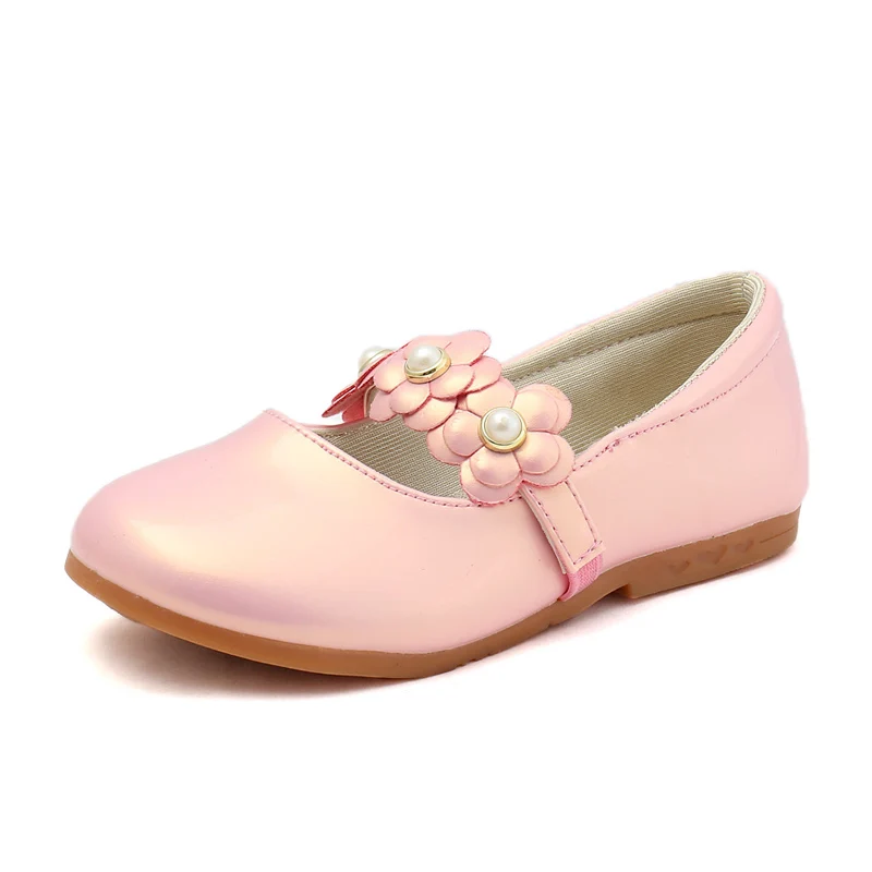 Baby Moccasins Kids Dress Shoes for Party Autumn Girls Leather Flats with Flowers Princess Sweet Children Shoes for School 26-36