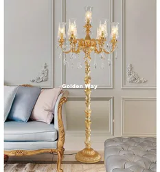 Golden Crystal Floor Lamp Floor Stand Light Fixture Cristal Standing Lamp D60cm H160cm LED High Quality Home Decoration Lighting