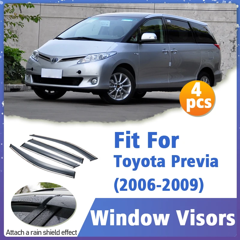 

Window Visor Guard for Toyota Previa 2006-2009 Vent Cover Trim Awnings Shelters Protection Sun Rain Deflector Auto Accessories