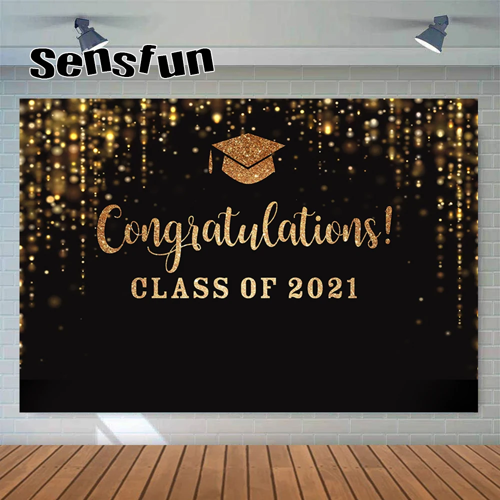 8 خيارات تهنئة فئة التخرج من 2021 خلفية للتصوير الفوتوغرافي الذهب الأسود بريق الأطفال العودة إلى خلفية المدرسة