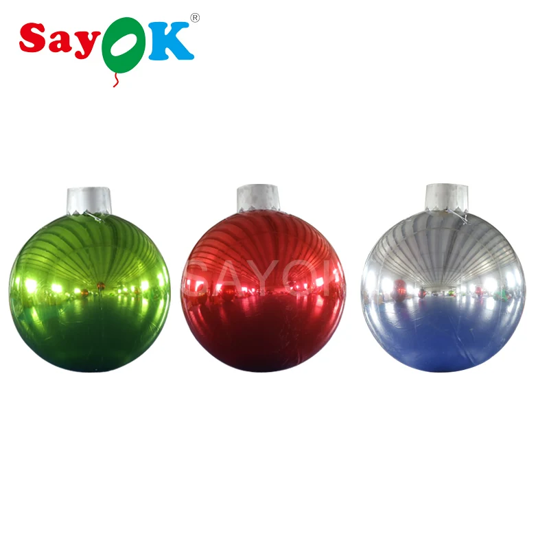 SAYOK Large PVC Inflatable Mirror Ball with Hat Inflatable Mirror Balloons for Party Show Commercial Advertising Decoration