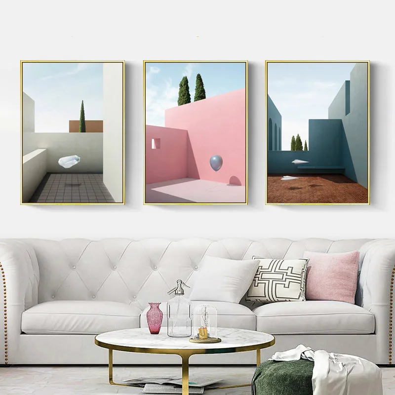 Modern Architecture Building Picture Scandinavian Poster Abstract Nordic Landscape Print Wall Art Canvas Painting Room Decor