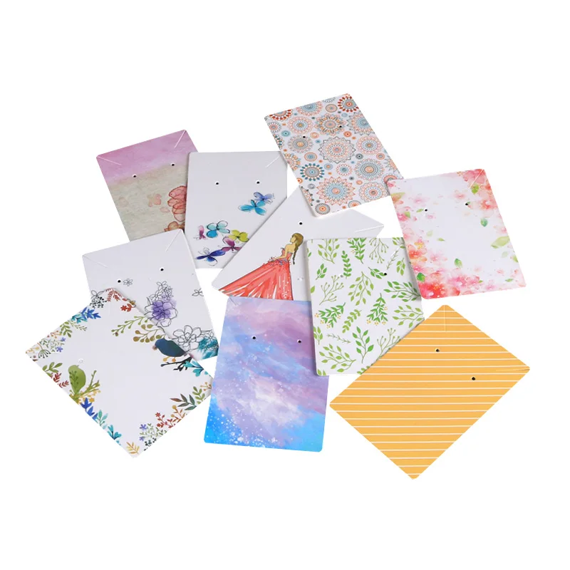 Hot Sale 10Pcs/Lot 6x9cm Paper Earrings Card Colorful Design Necklace Display Cards Favor Jewelry Packaging Cards Can Custom