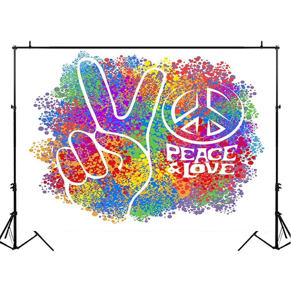 Peace & Love Theme Party Backdrop Graffiti Scissorhands Photography Background Graffiti Art Party Photo Background for Photocall