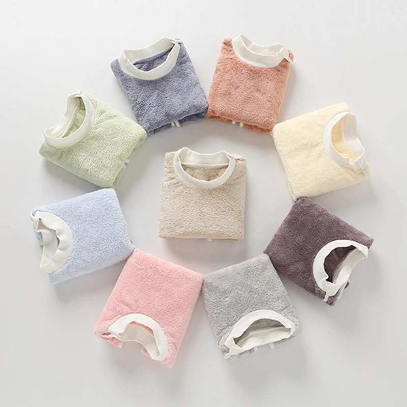 XXFE Soft Coral Fleece Baby Bib Toothbrush Towel Feeding Burp Cloth Snap Button Saliva Towel Apron for 1-5 Years Old Newborn