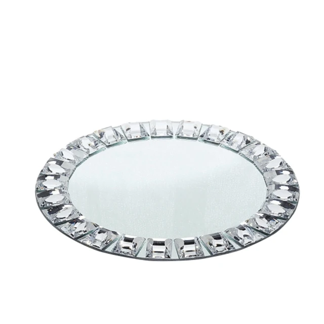 20pcs)Luxury dinner plate for event party decoration royal charger plate glass bead acrylic  mirror crystal yudao1470