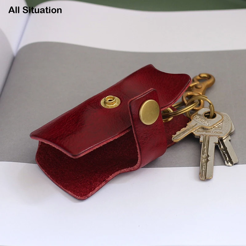 Luxury Key Bag Men Cowhide Leather Top End Handmade Vintage Housekeeper Keychain Women Organizer Hasp Key Chain