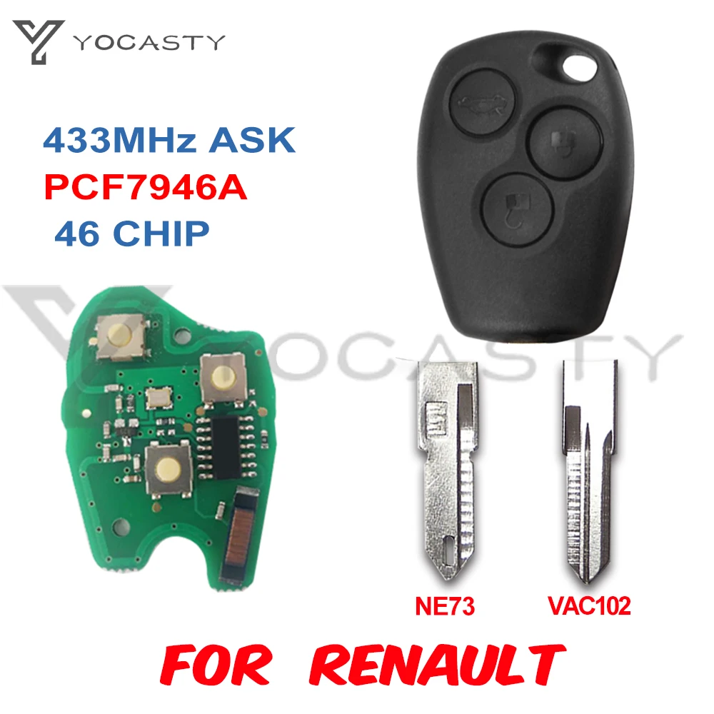 

YOCASTY PCF7946A PCF7947A VAC102 Remote Key for Renault Clio Modus Kangoo Master Vauxhall Movano Vivaro Primastar NV400