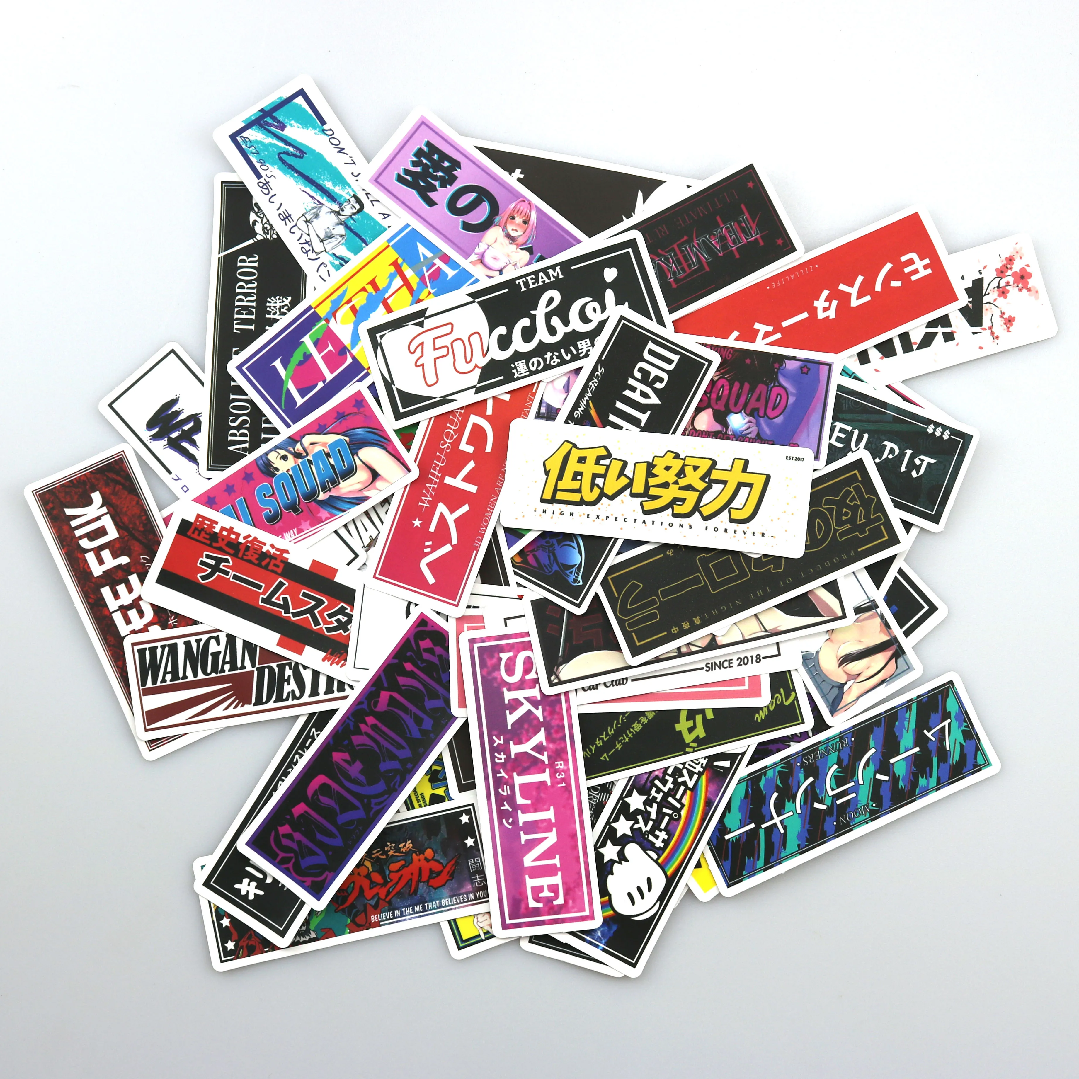 10/30/50PCS Racing style JDM Stickers For Waterproof Decal Laptop Motorcycle Luggage Snowboard Fridge Phone Car Sticker