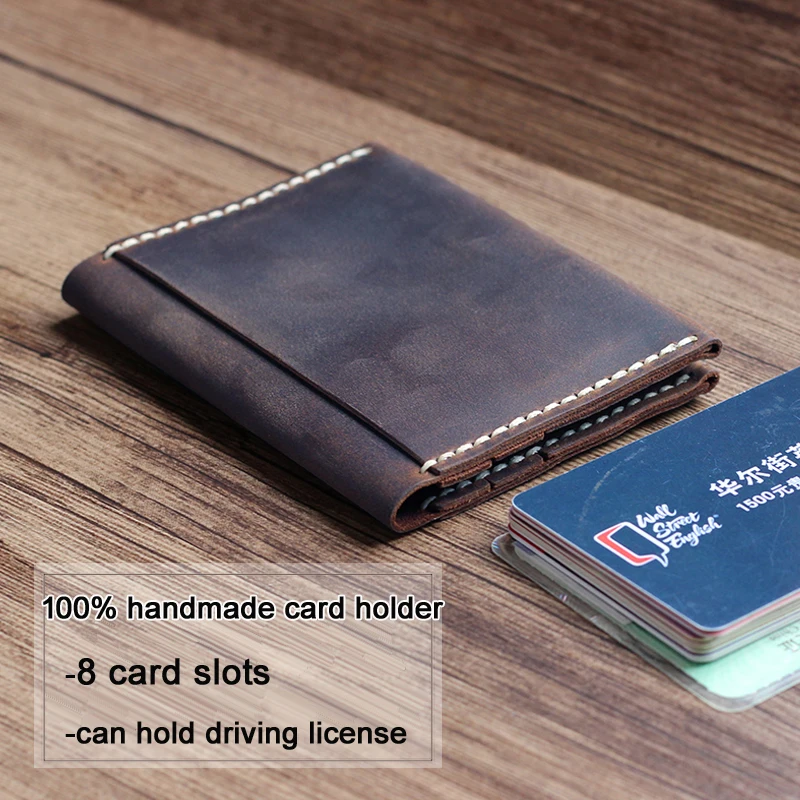 100% Handmade Vintage Genuine leather card holder men leather card wallet women card bag credit card holder business card case