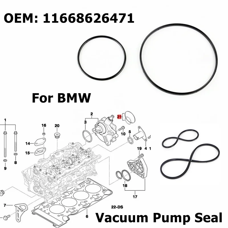 11668626471 Black Rubber Vacuum Pump Seal Kit Fit For BMW V8 E46 E65 E66 E53 E70 E60 E84 E90 745i 545i 645i X1 X5