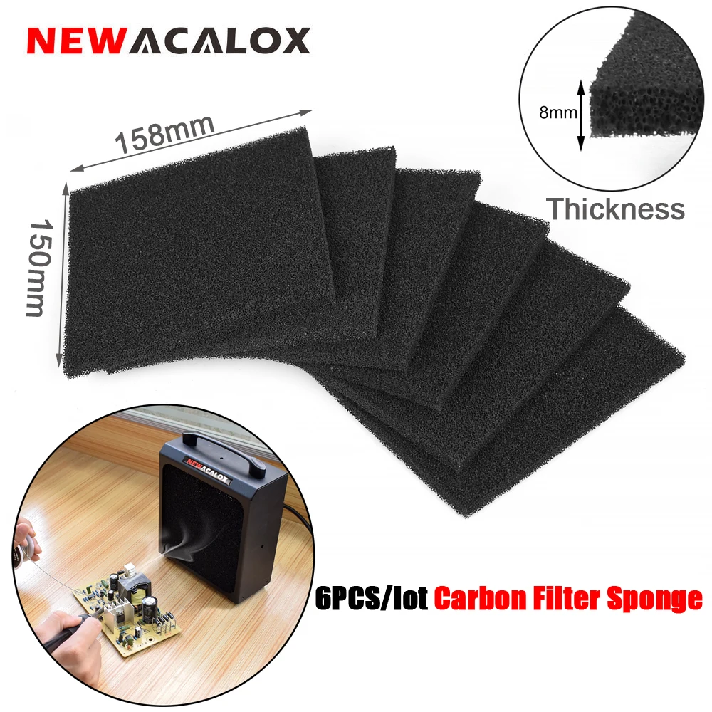 NEWACALOX 6Pcs Activated Carbon Filter Sponge for Purify Air Absorb Small Particles of Dust Welding Fume Extraction Round/Square