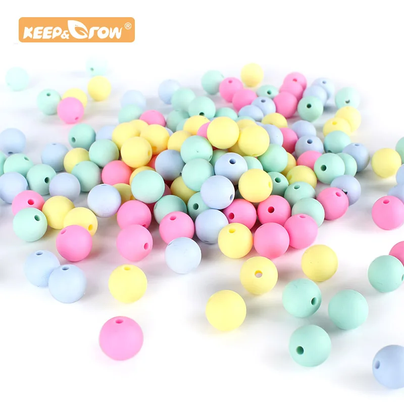 100pcs 12mm Silicone Round Beads Food Grade Teething Round  Beads DIY Baby Oral Care Toys Necklace Silicone Teether Chew Beads