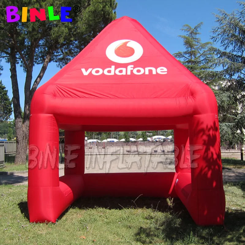 4x4x4m red inflatable square tent,cubic canopy structure shelter house with bottom tublar for party and show events