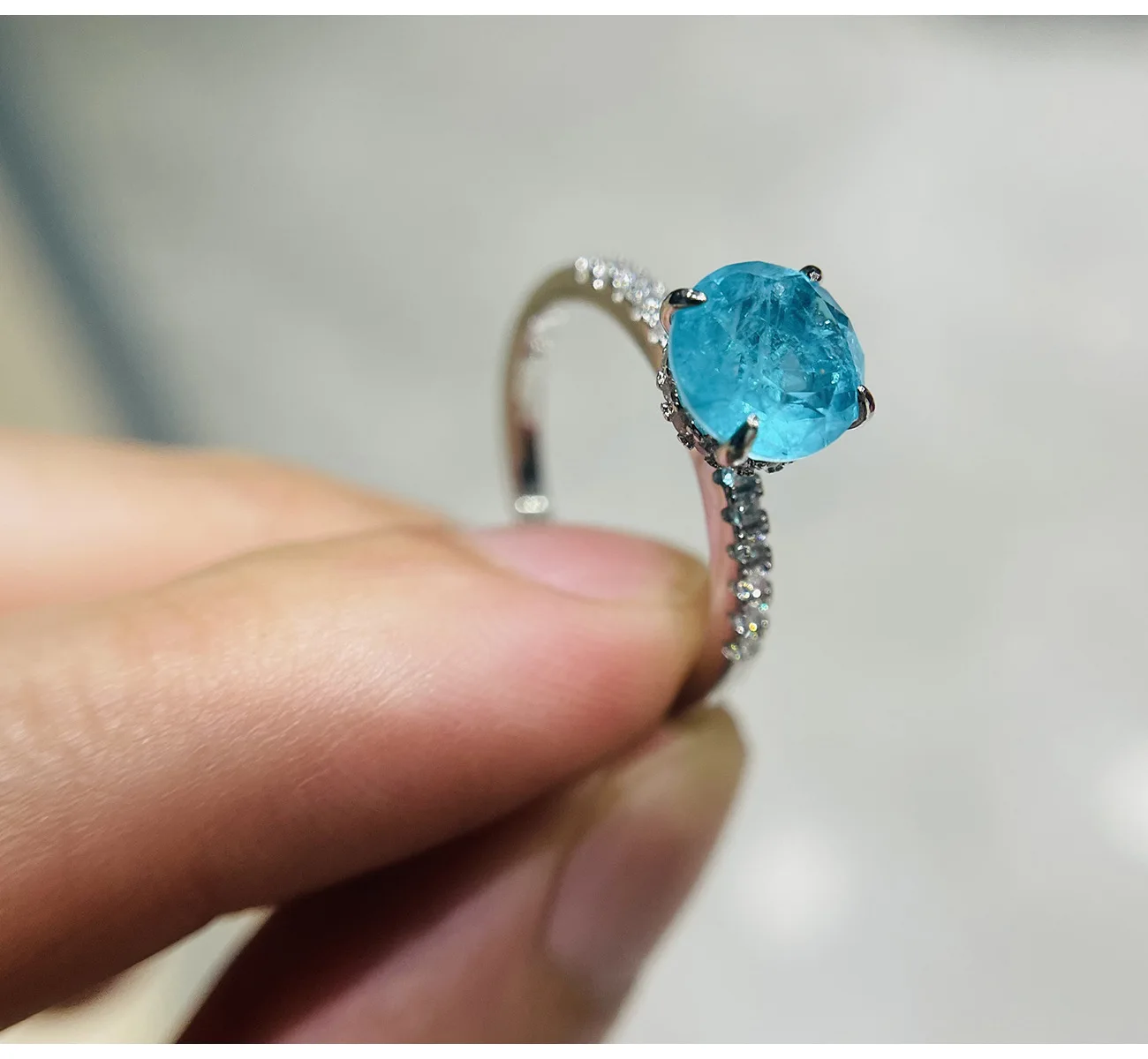 

QTT Romantic Luxury Paraiba Rings For Women Round Cubic Zirconia Ring Lovers Jewelry Bridal Wedding Engagement Anniversary Gift