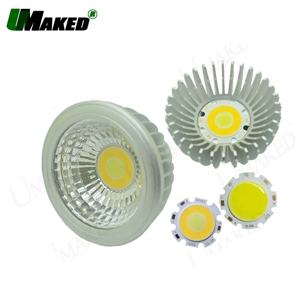 2pcs 3W 5W Dia 62x63mm Alumimun LED COB Lamp Head Kits light mount Base Spotlight/led Bulb Case+heat sink PCB+Lens diy table