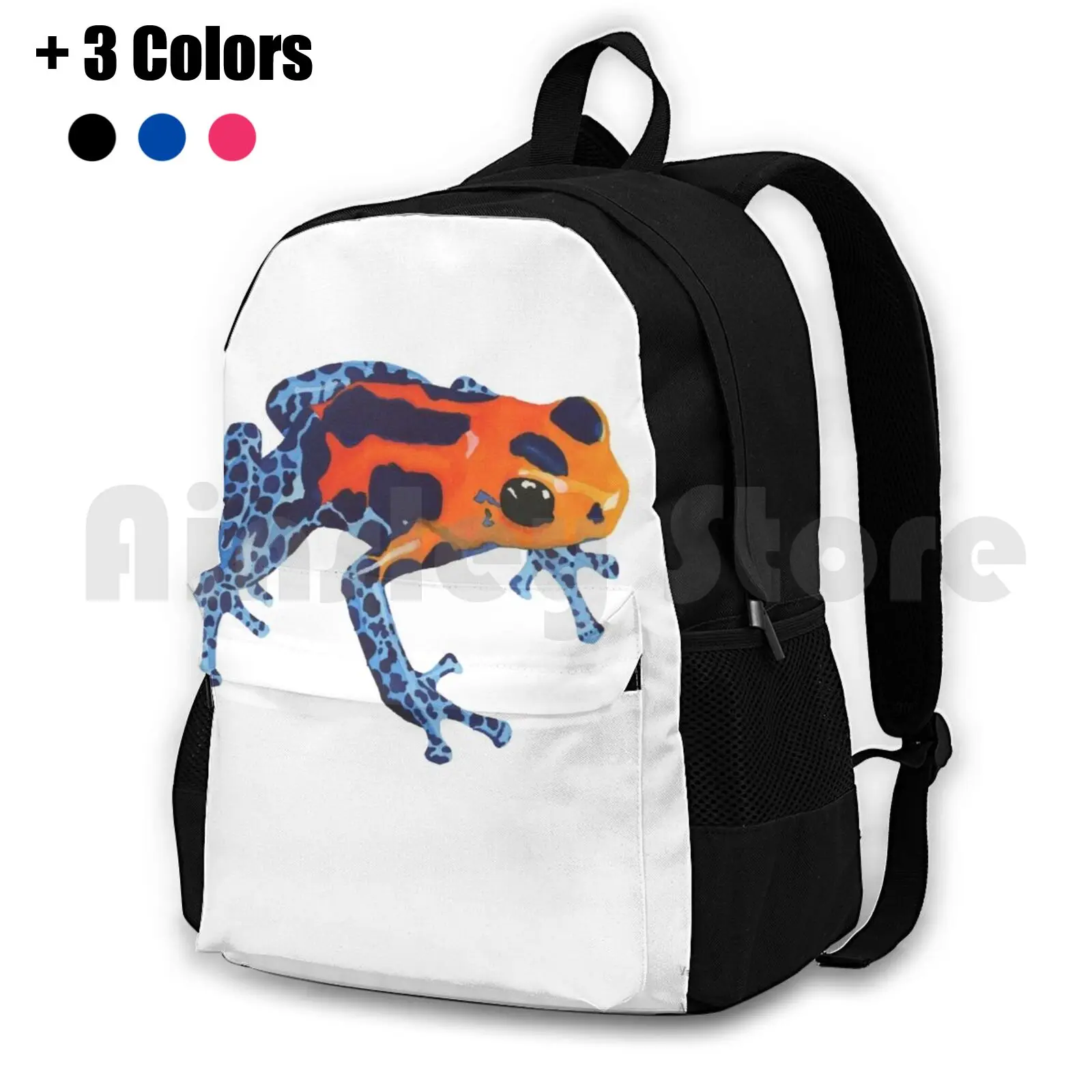 Frog-Colorful Frog-Poison Frog-Watercolor Painting Outdoor Hiking Backpack Riding Climbing Sports Bag Frog Frogs Colorful Frog