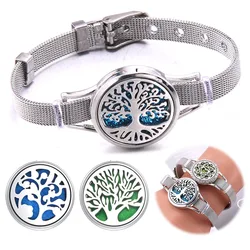 Classic Tree of Life Aromatherapy Bracelet High Quality Stainless Steel Wristband Perfume Oil Diffuser Bracelet Fashion Jewelry