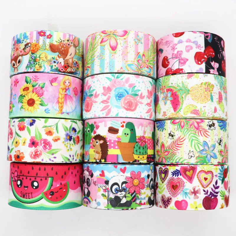 10 Yards 1,5'' 38MM Ripsband mit Blumen- und Tiermotiven für Haarschleifen, DIY-Bastelmaterial Y19081602 – Detail 2