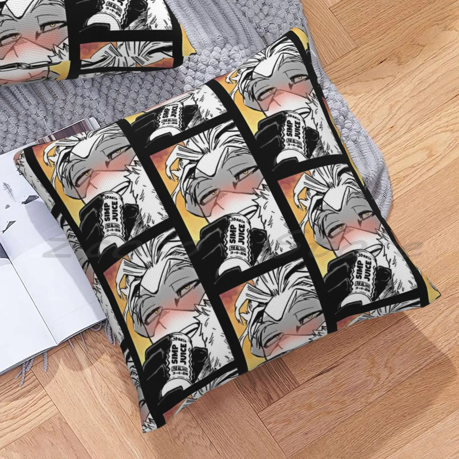 Simp Juice Hawks Print Customize Pattern Flax Plush Velvet Fabric Pillow Case Hawks Hawks Bnha Hawks Mha Keigo Takami Bnha