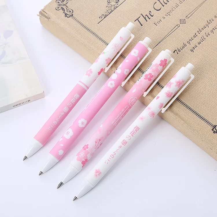 

48 pcs/lot Kawaii Sakura Press Gel Pen Cute 0.5mm Black Ink Neutral Pens Promotional Gift Stationery School Supplies