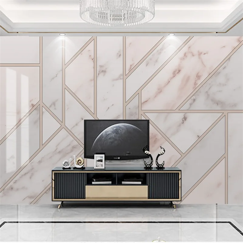 

wellyu Customized large mural modern minimalist small fresh geometric marble TV sofa background living room background wallpaper