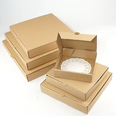 10pcs / kraft box pizza box 3-layer corrugated gift box photo album square packaging box