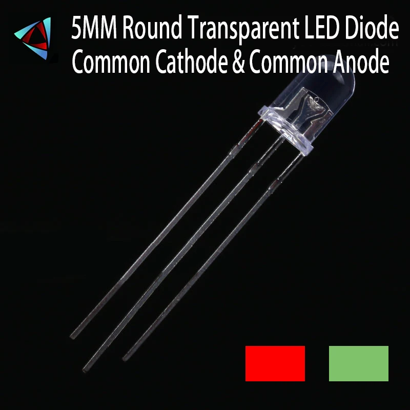 30Pcs LED 5mm Red&Yellow Green Common Cathode&Anode High Transparent Round Bi-Color Light-Emitting Diode