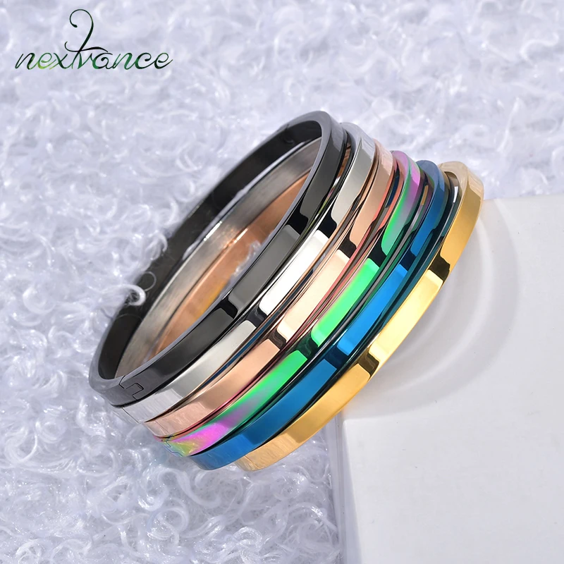 Nextvance Stainless Steel Inspirational Customized Cuff Bracelet Bangle Gold Color Engrave Bracelets Women Men Personalized Gift