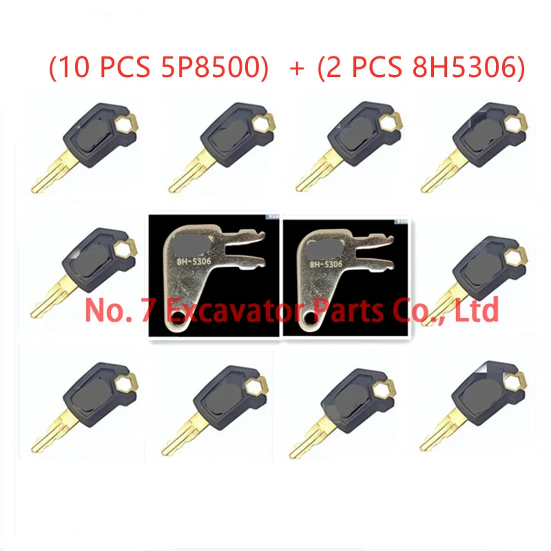 10 PCS Copper Key 5P8500 And 2 PCS 8H5306 For Caterpillar CAT Heavy Equipment Ignition Loader Excavator Dozer Metal High Quality