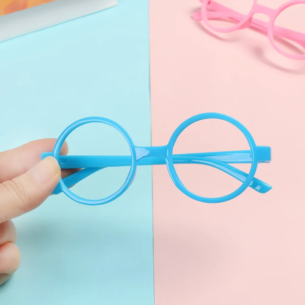 Gafas transparentes de cristal redondas para niños y niñas, montura de Metal, lentes ópticas transparentes, accesorios de fotografía