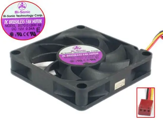 

Bi-Sonic BS701512HH 03 Server Cooling Fan DC 12V 0.34A 70x70x15mm 3-wire