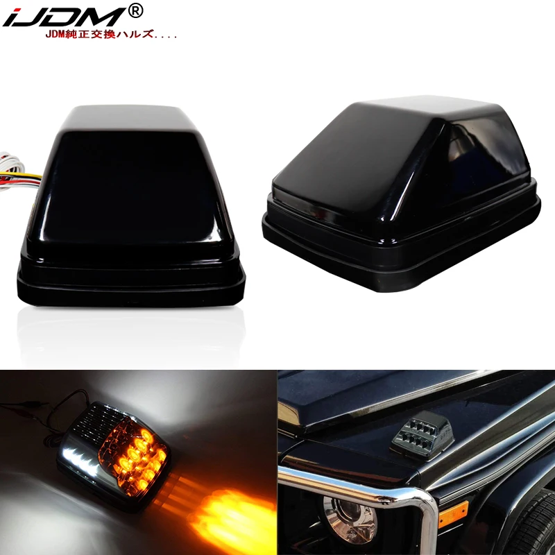 iJDM For Mercedes W463 G-Class G500 G550 G600 G55 G63 AMG,Amber LED Front Turn Signal Lamps and White LED Position Lights DRL