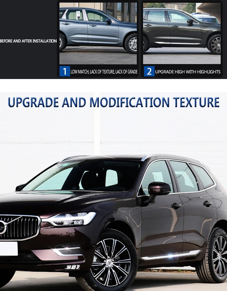 Chrom-Dekoration für Volvo XC60 2018-2026, dekorativer Glanzstreifen für die hintere Stoßstange, Edelstahl-Kofferraum-Zierleiste, Zubehör. – Detail 7