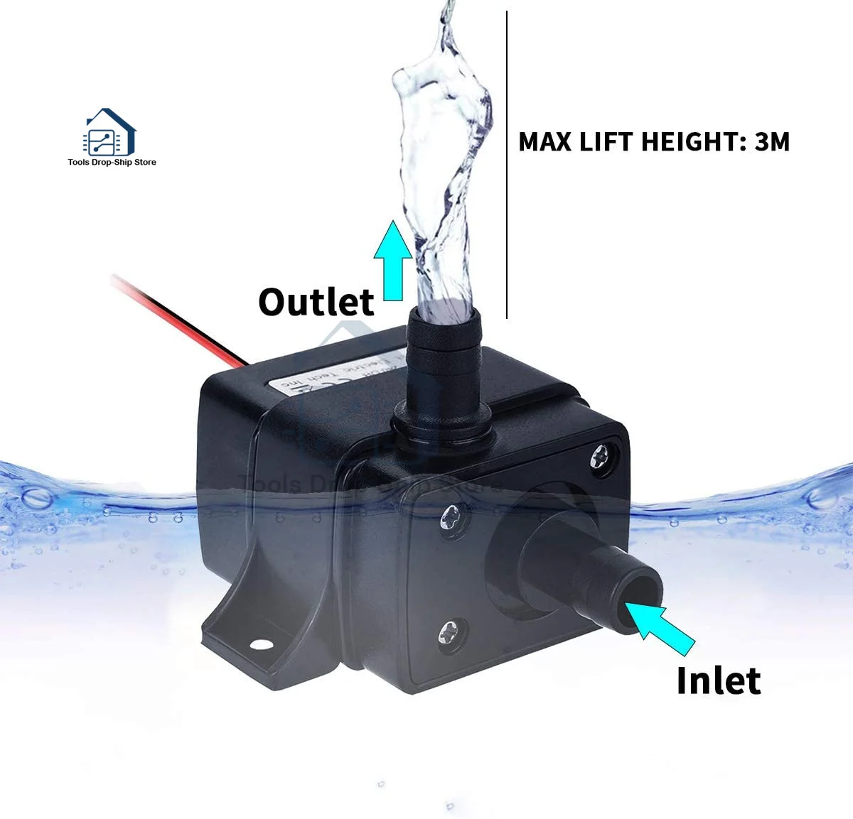 DC 12V 240L/H Micro Submersible Aquarium ปั๊มน้ำมินิปั๊มสำหรับถังปลา Super Sound-ปิดกันน้ำ