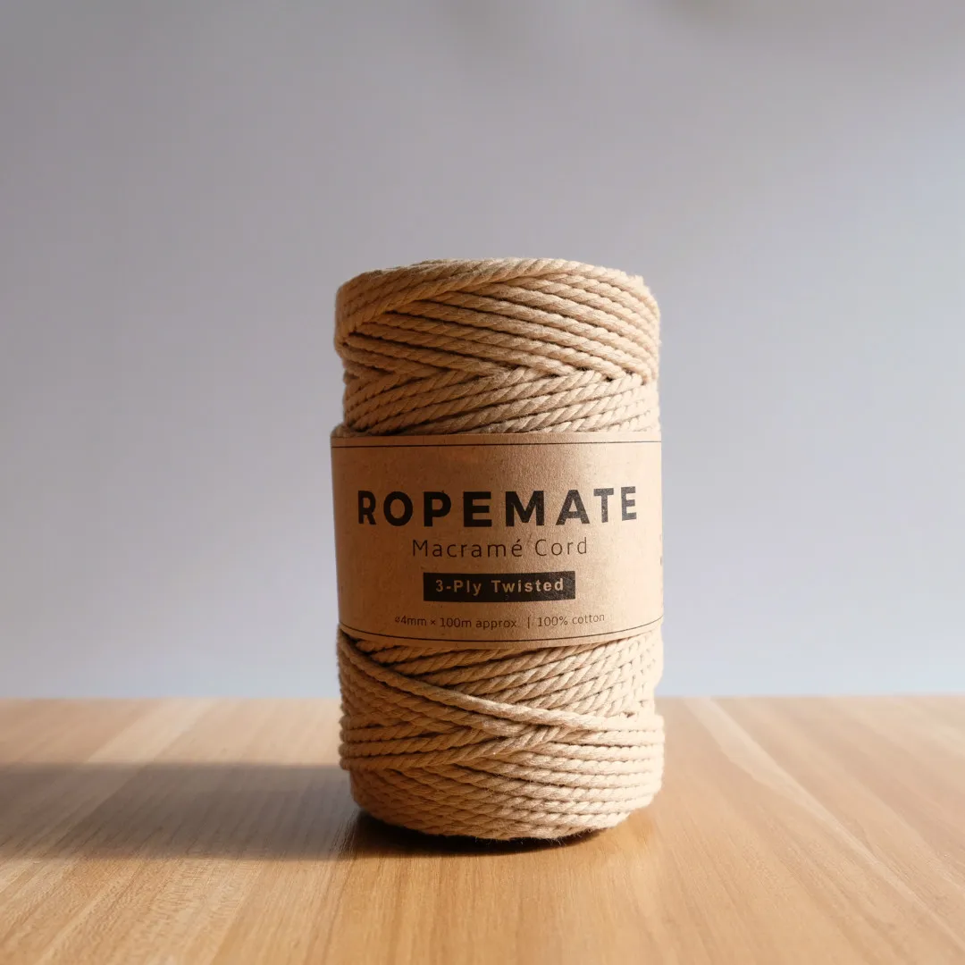 ROPEMATE PREMIUM SOFT COTTON CORD DIY Macrame Bag 4MM  100 Meters - 3 STRANDS