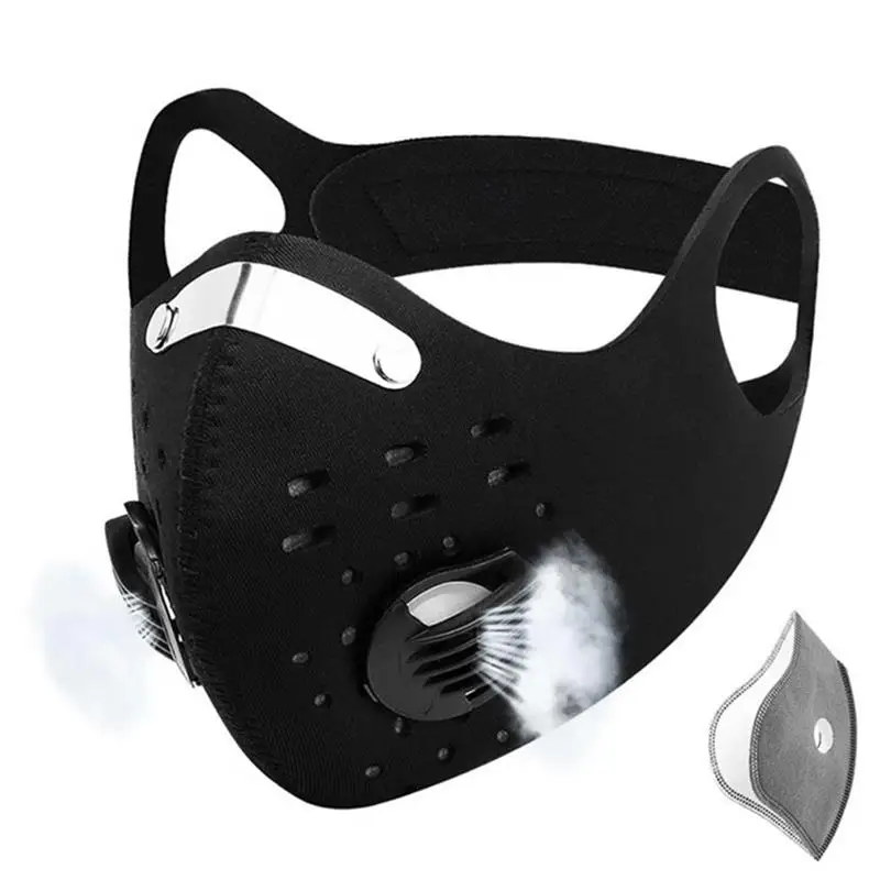 SALE Washable Sports Training Cycling Mask With Filters Activated Carbon PM2.5 Anti-Pollution Cycling Face Mask With Earloop