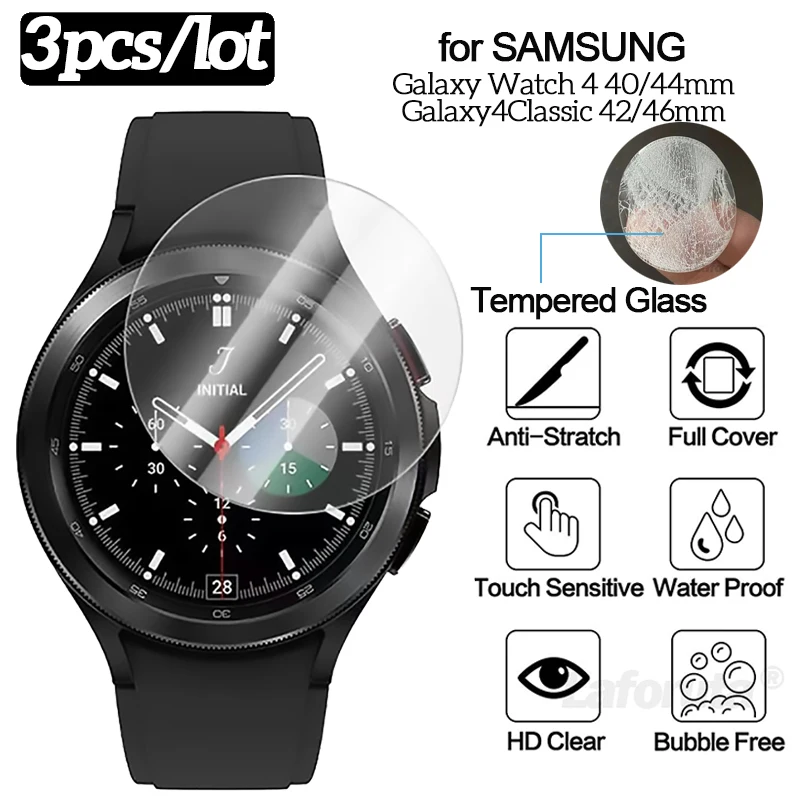 (3pcs) Screen Protector For Samsung Galaxy Watch 4 Classic 42mm 46mm Watch 3 41mm 45mm Tempered Protective Glass Film Gear S3 S2