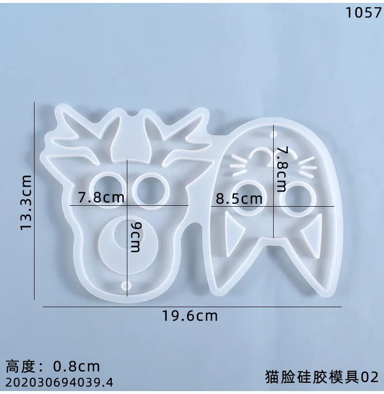 自己防衛のための樹脂キーホルダー,「猫の頭」,シリコンモールド,透明エポキシ樹脂トレイ