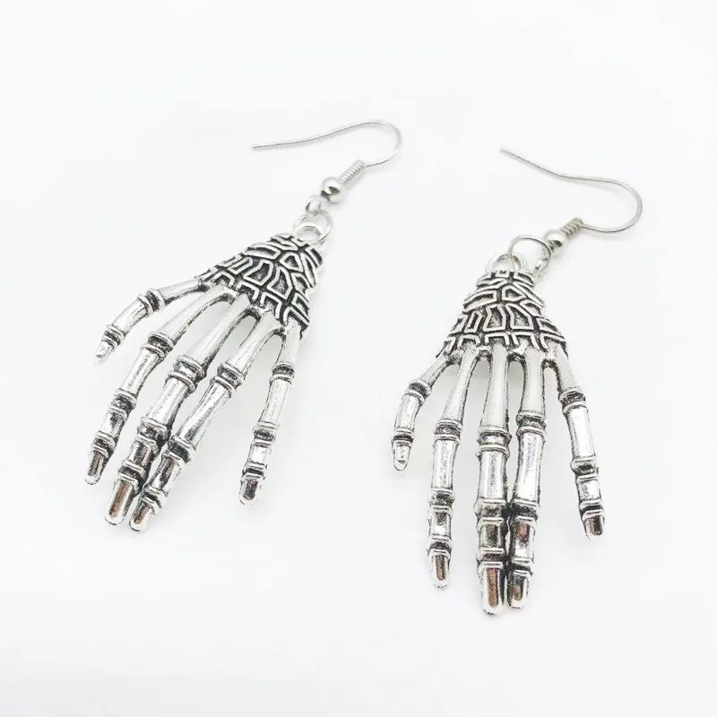 

New Trend Creative Skeleton Palm Earrings Silver Skeleton Palm Personality Earrings Women Must Earrings Gifts