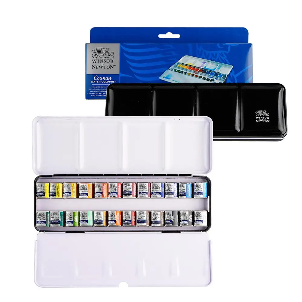 

Winsor Newton Cotman Solid Watercolor Paint 12/24 Colors Iron Box Set Professional Artist High Quality Pigment Aquarelle