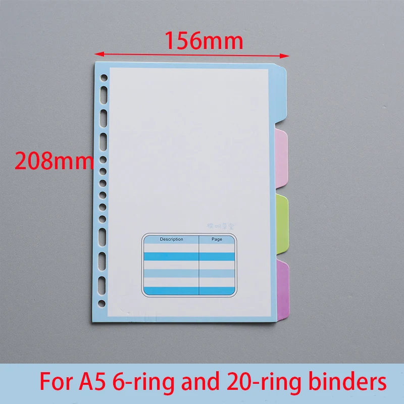 20 / 26 / 30 Holes A5 B5 A4  Index Divider Separator Notebook Accessory Stationery