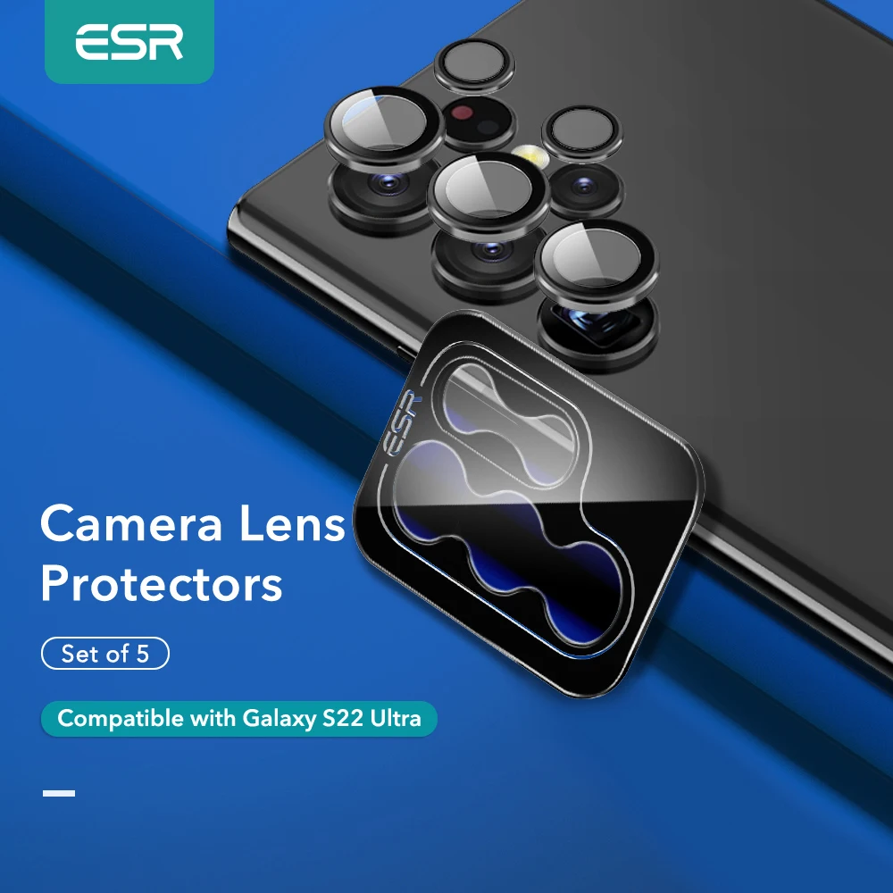 ESR Camera Lens for Samsung Galaxy S22 Ultra Tempered Glass 3D Curved Screen Protector for S22 Plus S22 Ultra 5G Lens Protector